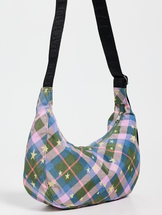 BAGGU Handbags - NWT Baggu Medium Crescent Bag - Green Star Plaid